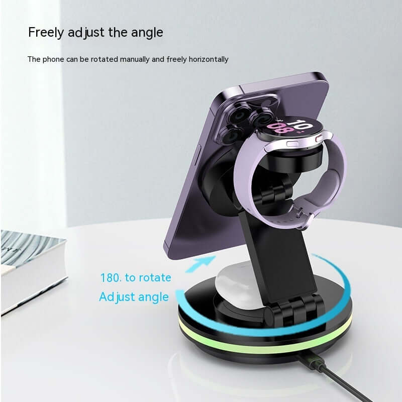 Magnetic Folding Wireless Charging Stand for iPhone, Watch & AirPods