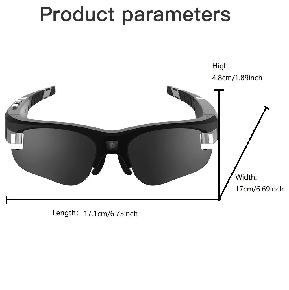 Camera Glasses Video Sunglasses 1080P Full HD Video Recording Shooting Camera Glasses for Cycling Driving Hiking Fishing Hunting