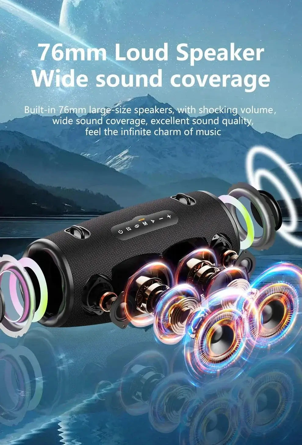 Outdoor Portable Bluetooth Speaker ZEALOT S87– 80W High Volume Subwoofer, IPX6 Waterproof