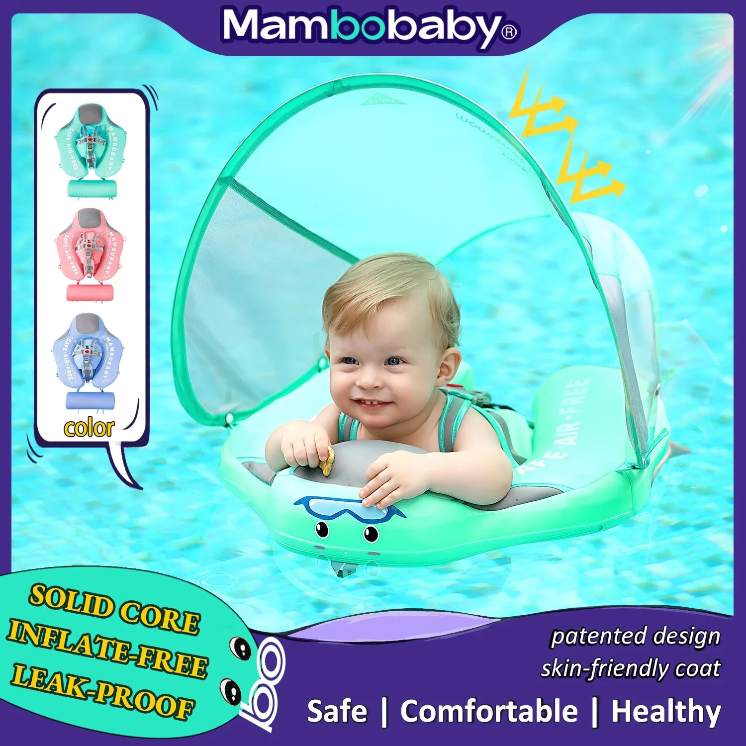 Mambobaby Baby Float with Sunshade – Safe Swimming Fun for Ages 0–3