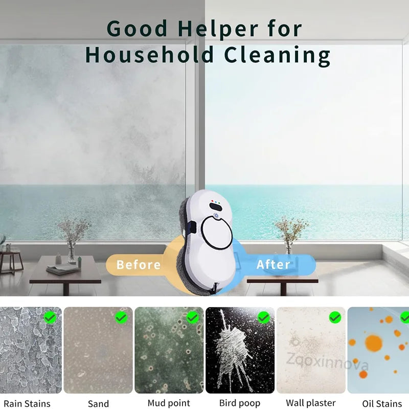 Robot Window Cleaner UPS System  Vacuum Smart Home Appliance Auto Clean Glass Windows Washer Window Washing Electric Floor Mops