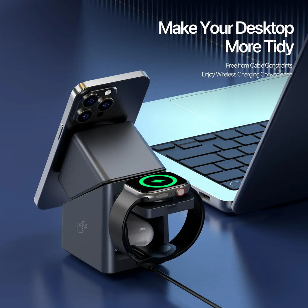 Magnetic 4-in-1 Wireless Charger Auto Rotation Fast Charging or IPhone