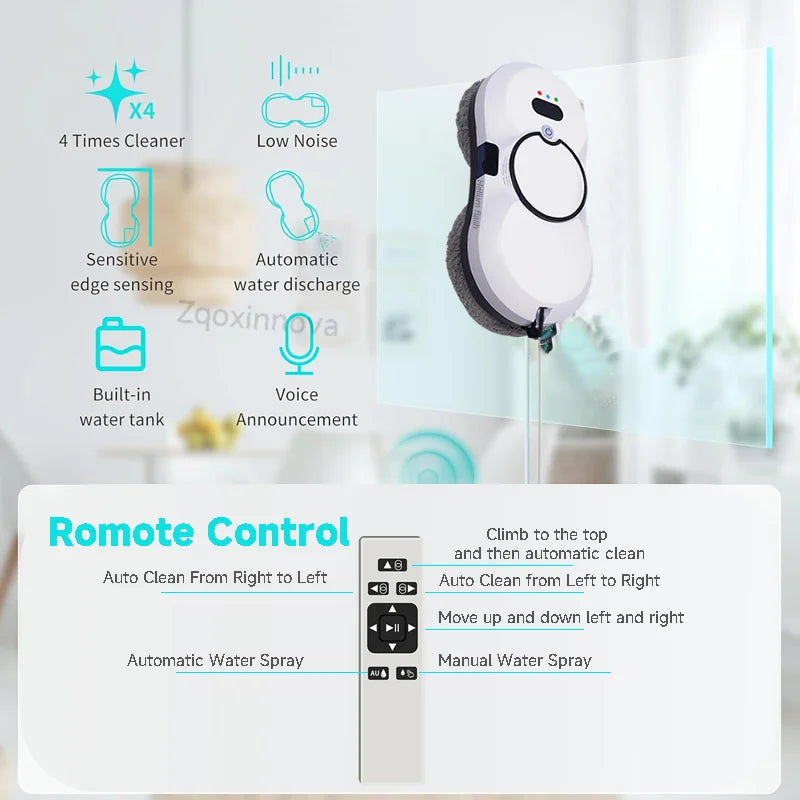 Robot Window Cleaner UPS System  Vacuum Smart Home Appliance Auto Clean Glass Windows Washer Window Washing Electric Floor Mops