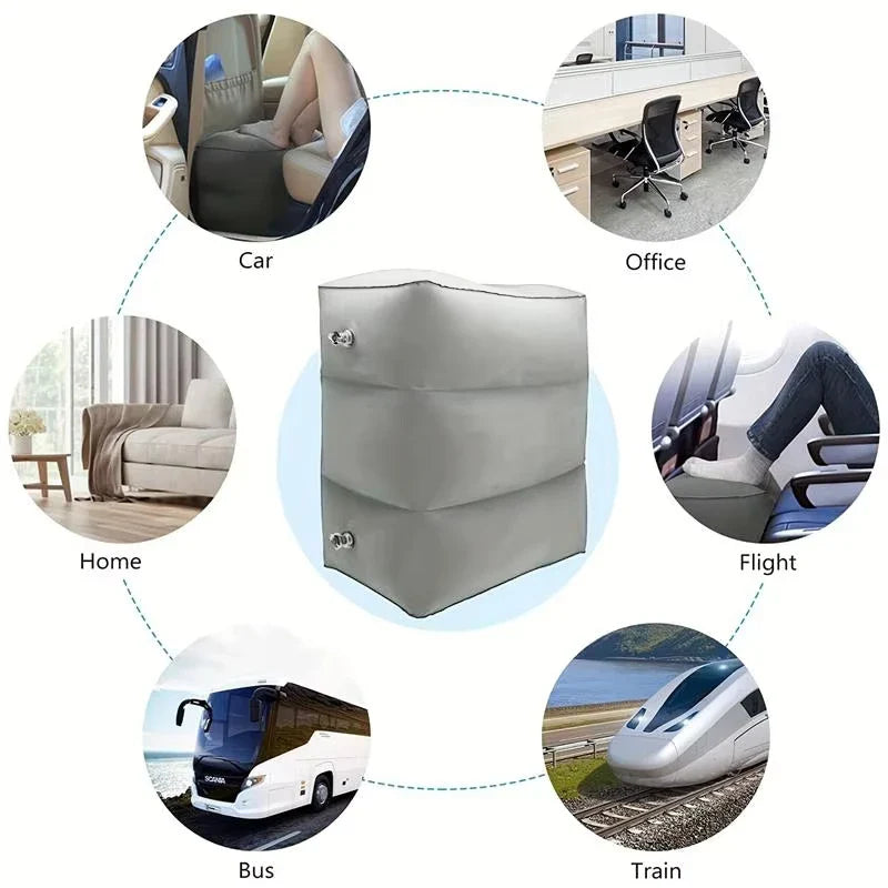 Inflatable Travel Foot Rest Pillow – Adjustable 3-Layer Leg Cushion for Airplane, Office & Car