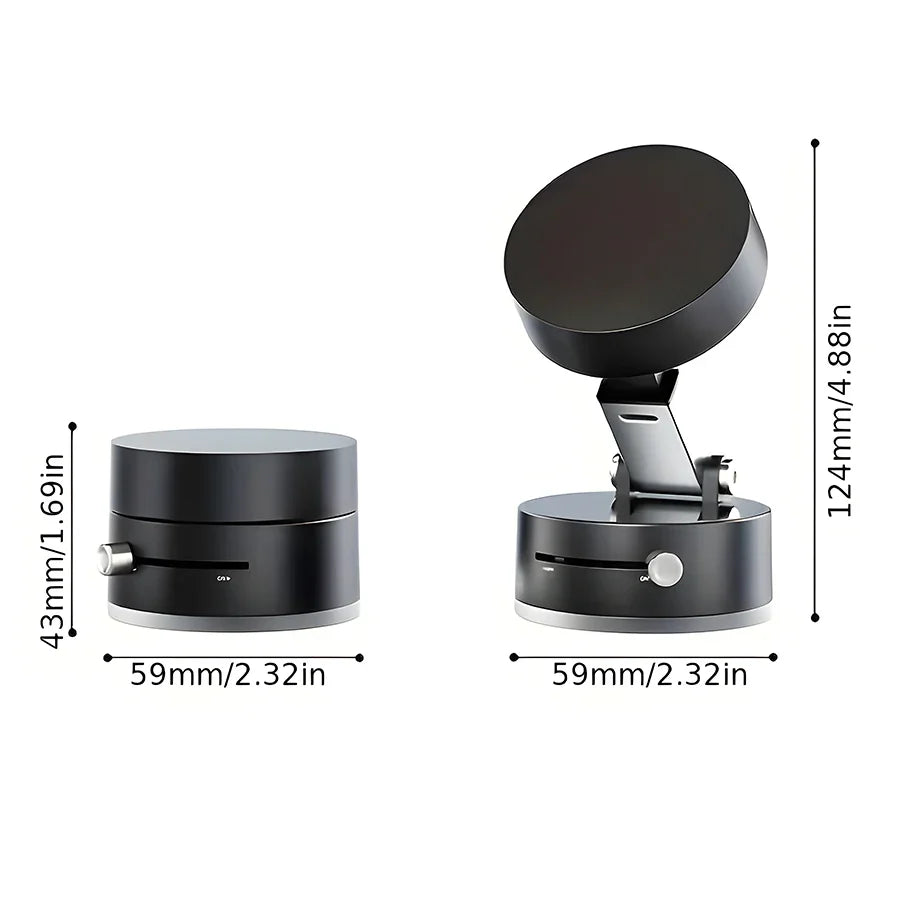 360° Rotatable Magnetic Vacuum Car Phone Holder – Ultra-Strong Suction, Foldable Mount for iPhone 12–16 Series