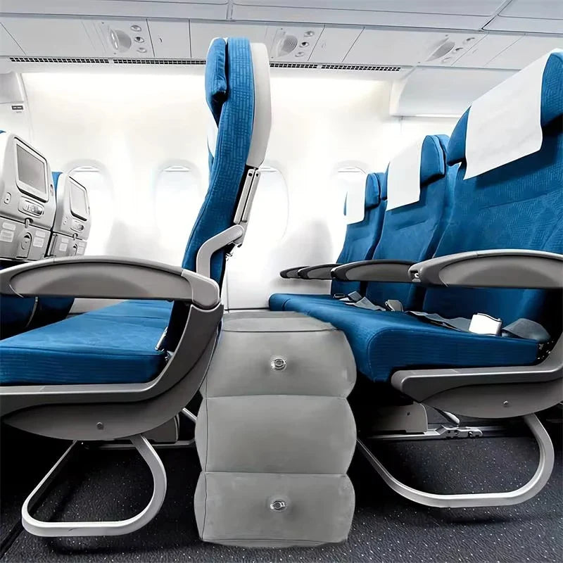 Inflatable Travel Foot Rest Pillow – Adjustable 3-Layer Leg Cushion for Airplane, Office & Car