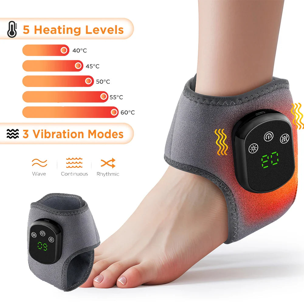 Electric Heating Wrist Massager Hot Compress Vibration Wrist/Ankle Brace Hand Wrist Guard Heating Pad Rechargeable Wristband