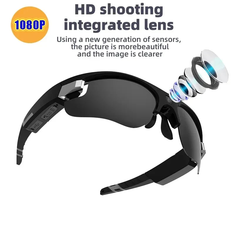Camera Glasses Video Sunglasses 1080P Full HD Video Recording Shooting Camera Glasses for Cycling Driving Hiking Fishing Hunting