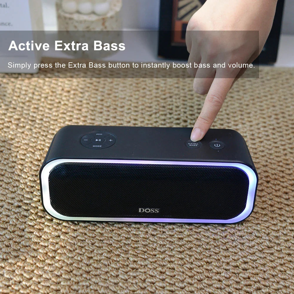 DOSS Bluetooth 5.0 Speaker Powerful 20W Stereo Sound Extra Bass Sound Box IPX6 Waterproof TWS Pairing Wireless Portable Speakers