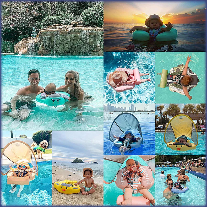 Mambobaby Baby Float with Sunshade – Safe Swimming Fun for Ages 0–3
