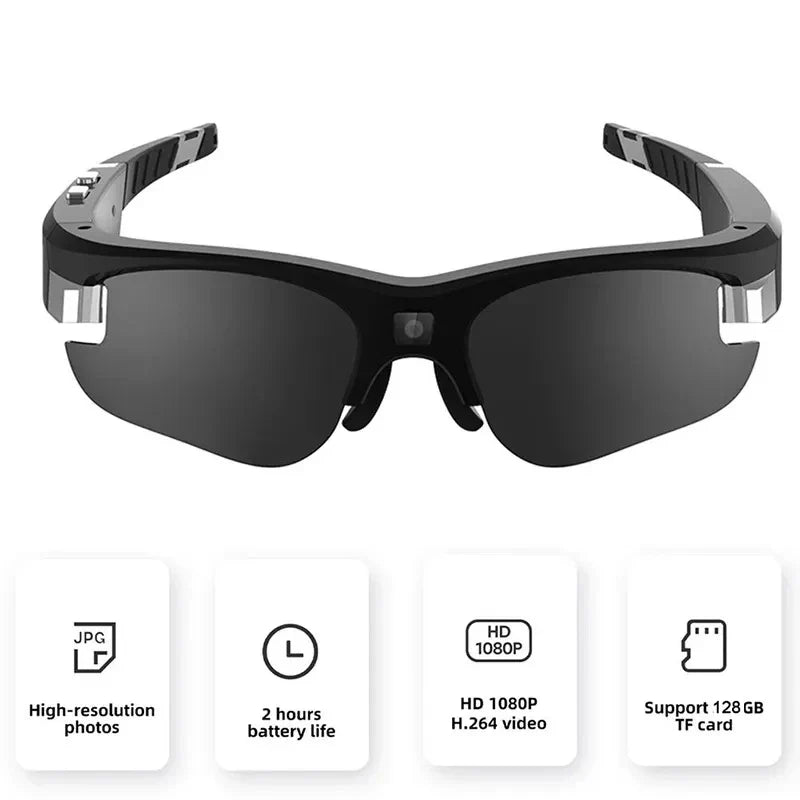 Camera Glasses Video Sunglasses 1080P Full HD Video Recording Shooting Camera Glasses for Cycling Driving Hiking Fishing Hunting