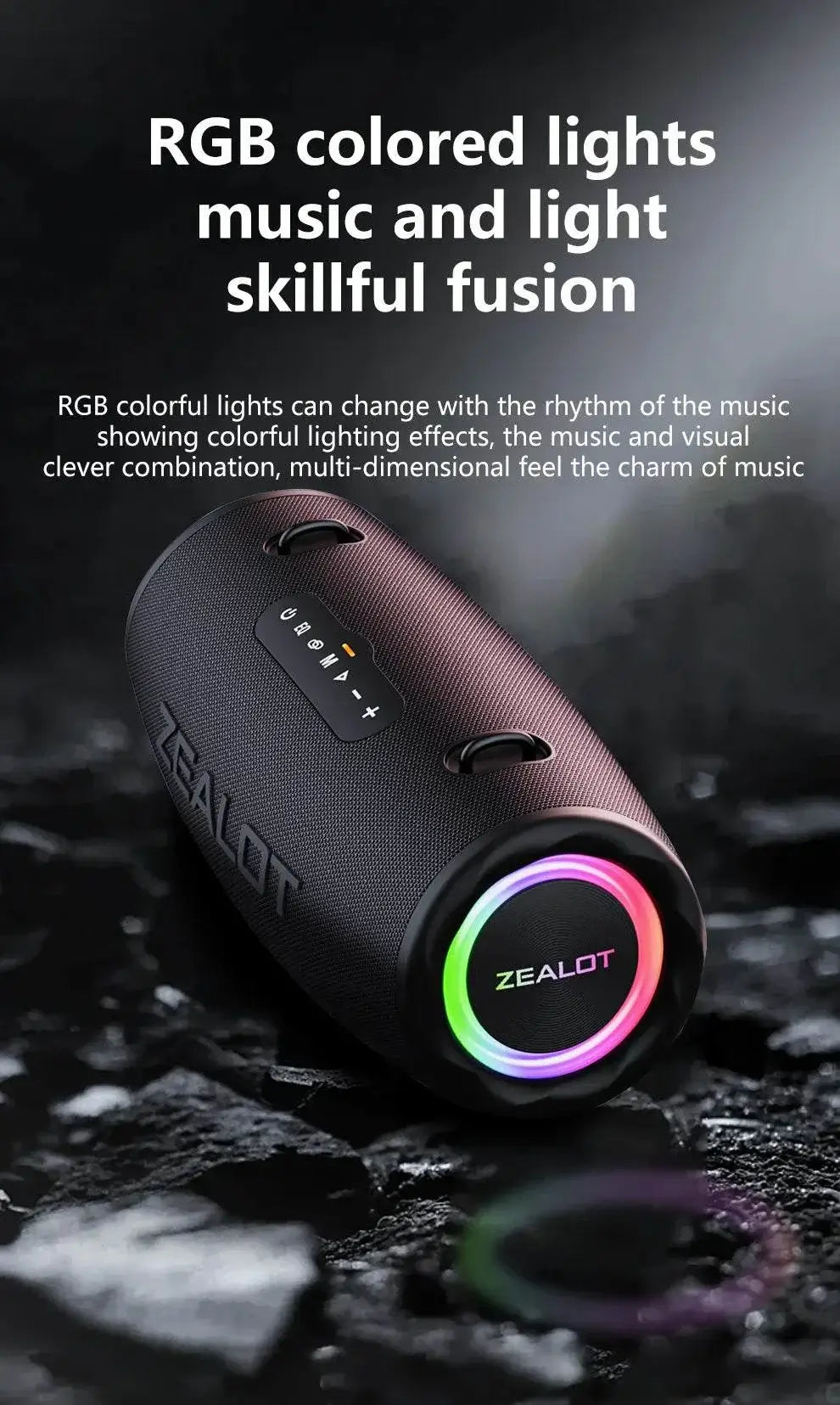 Outdoor Portable Bluetooth Speaker ZEALOT S87– 80W High Volume Subwoofer, IPX6 Waterproof