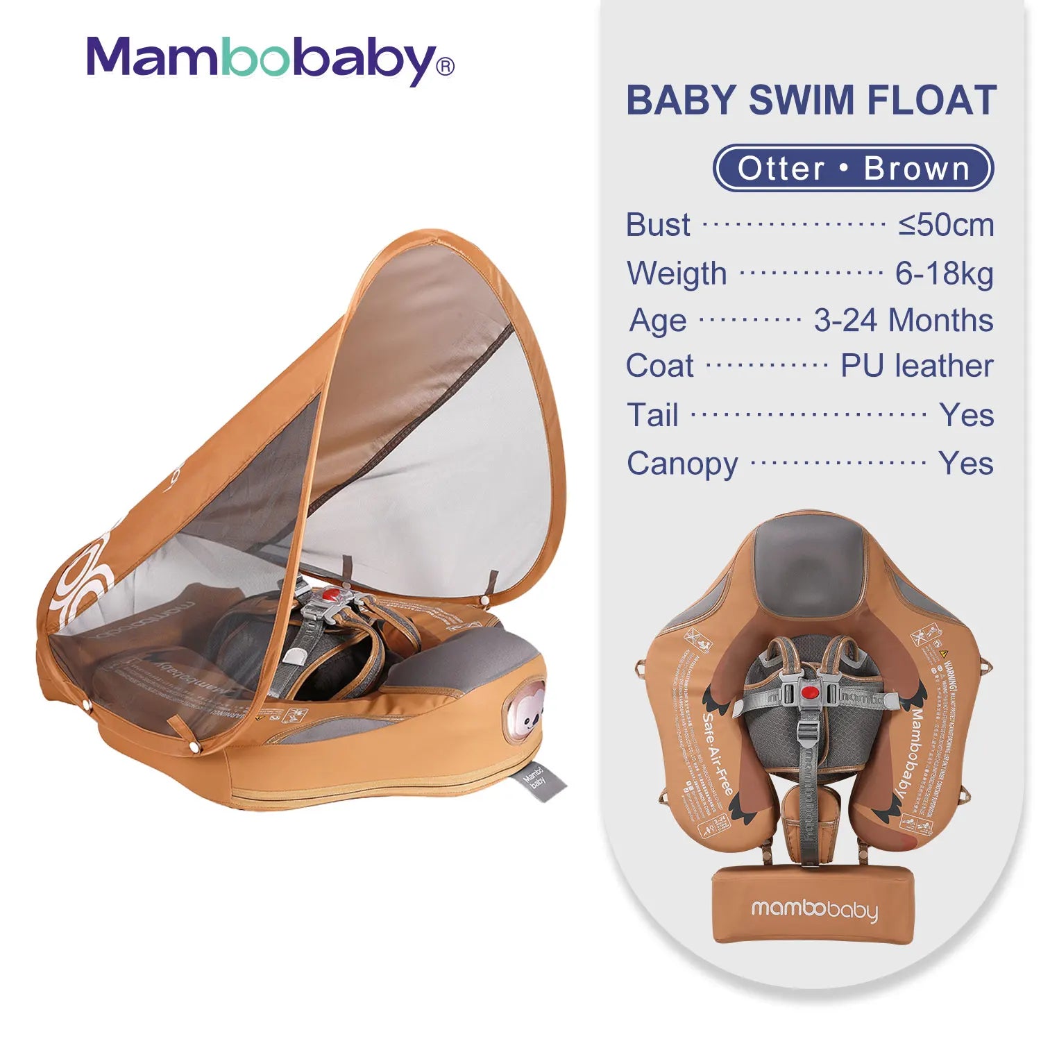 Mambobaby Baby Float with Sunshade – Safe Swimming Fun for Ages 0–3