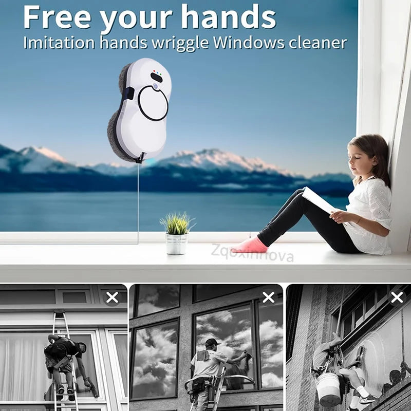Robot Window Cleaner UPS System  Vacuum Smart Home Appliance Auto Clean Glass Windows Washer Window Washing Electric Floor Mops