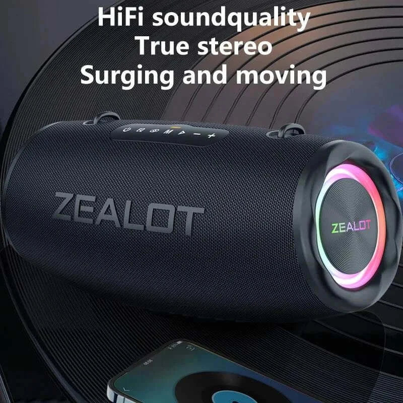 Outdoor Portable Bluetooth Speaker ZEALOT S87– 80W High Volume Subwoofer, IPX6 Waterproof