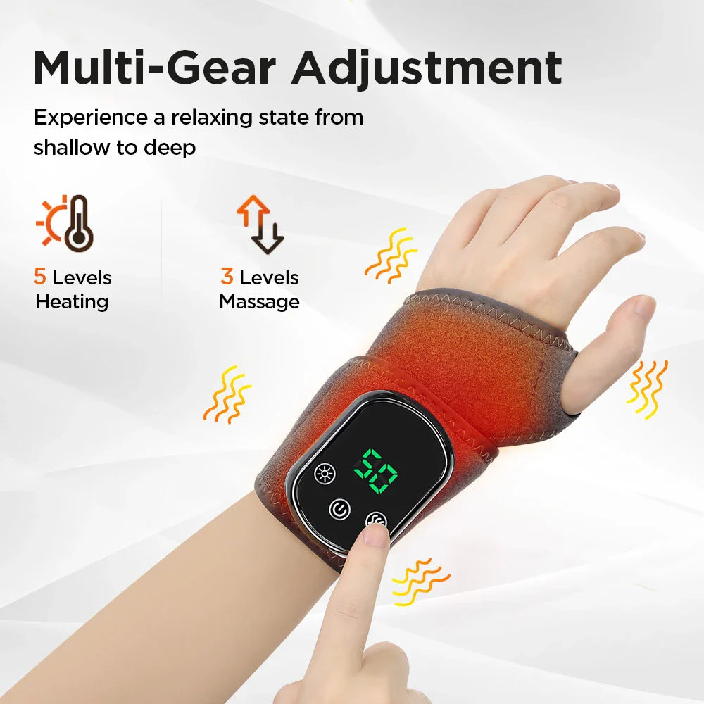 Electric Heating Wrist Massager Hot Compress Vibration Wrist/Ankle Brace Hand Wrist Guard Heating Pad Rechargeable Wristband