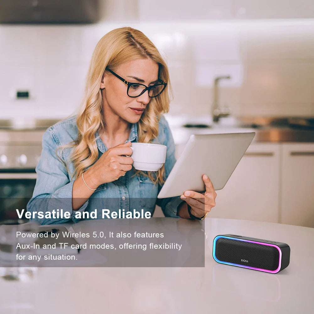 DOSS Bluetooth 5.0 Speaker Powerful 20W Stereo Sound Extra Bass Sound Box IPX6 Waterproof TWS Pairing Wireless Portable Speakers