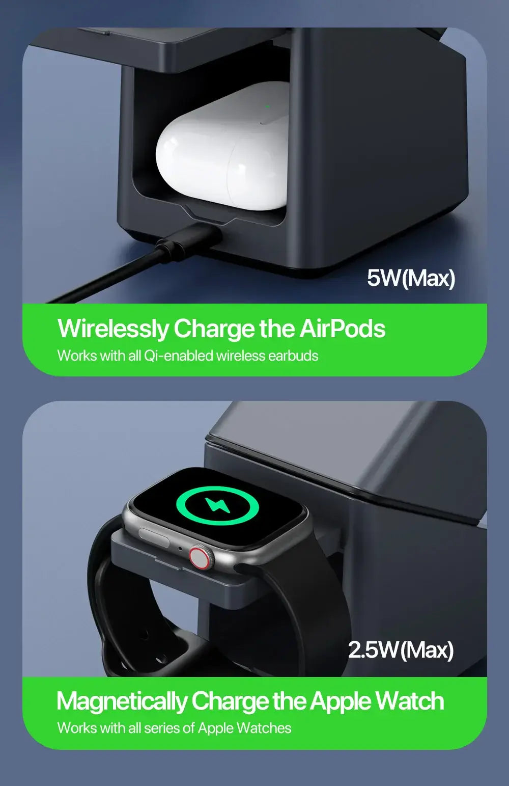 Magnetic 4-in-1 Wireless Charger Auto Rotation Fast Charging or IPhone