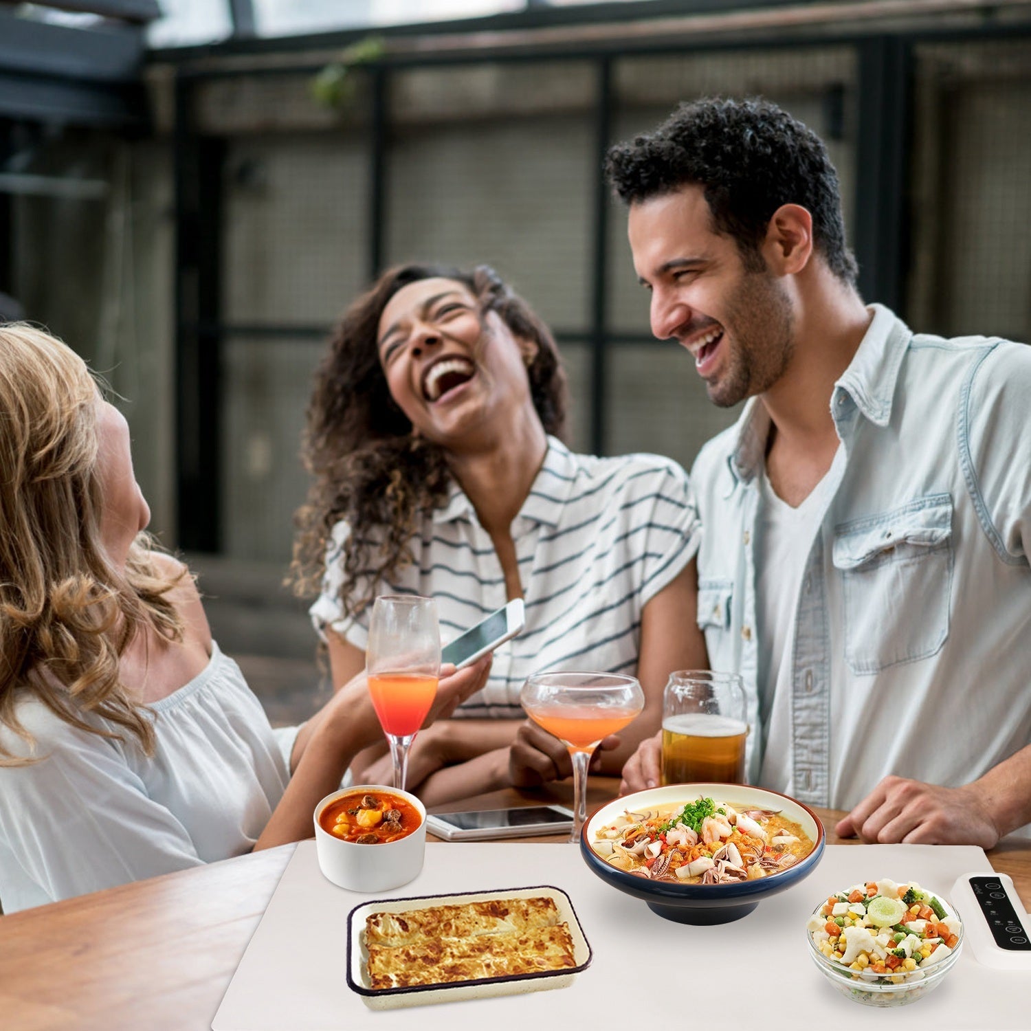 Electric Warming Tray Smart Food Warmer Roll Up Heating Pad With Adjustable Temperature Control 3 Auto Timer Settings